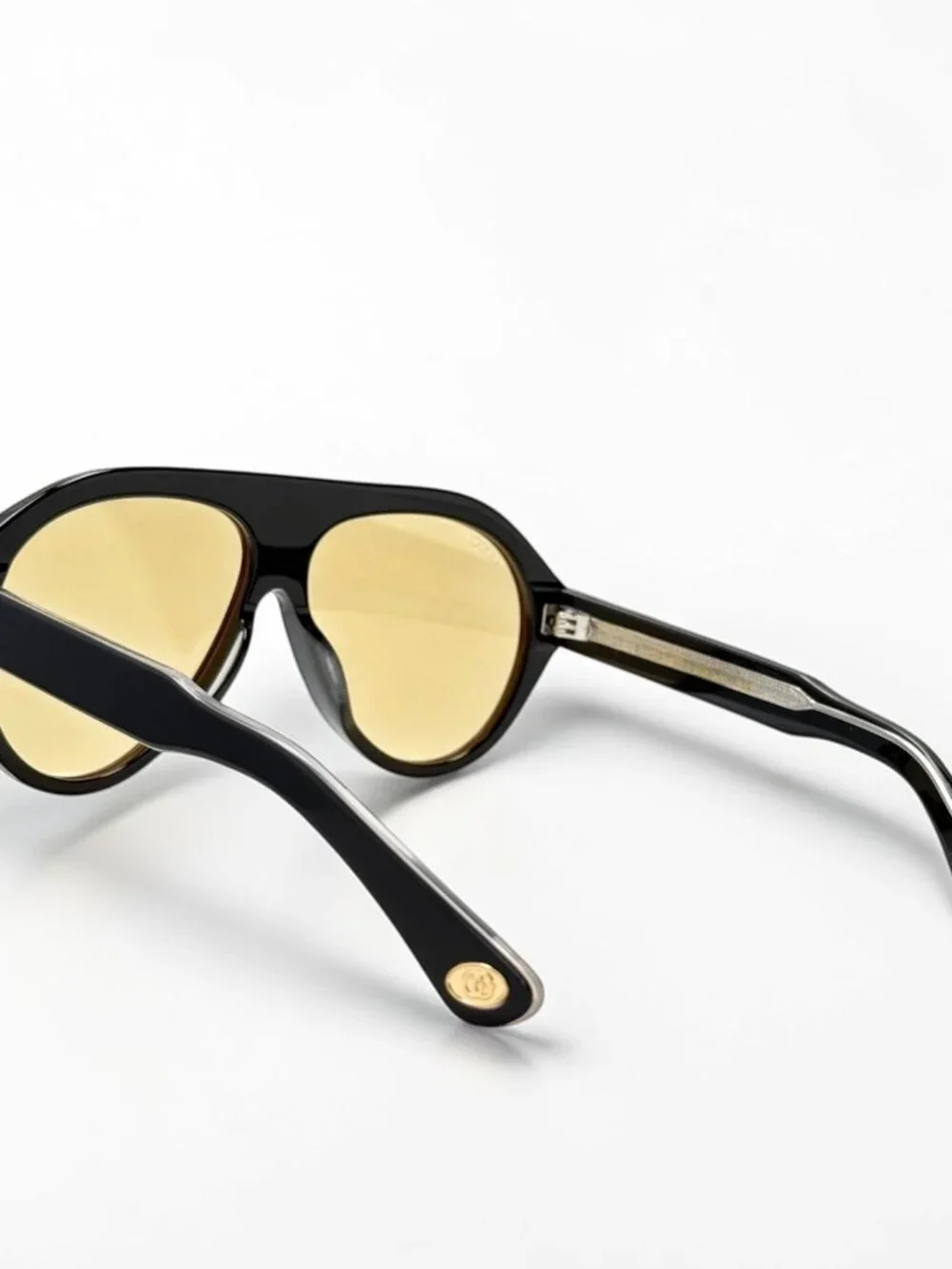 Gucci Black Frame Yellow Lens Aviator Sunglasses